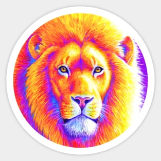 Sunset on the Savanna - Colorful African Lion Sticker